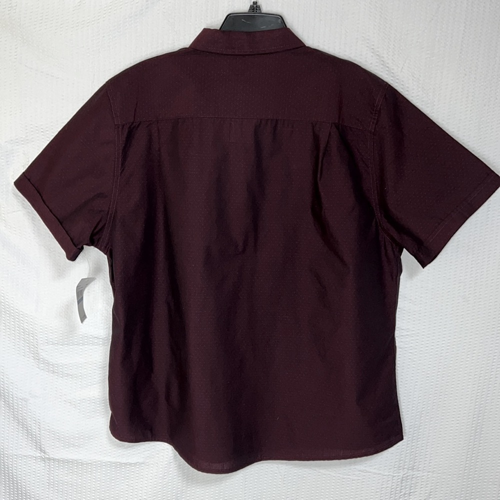 Haggar Tuckless Burgundy Short Sleeve Cotton Button Down Shirt - Size XL, NWT - Picture 2 of 10